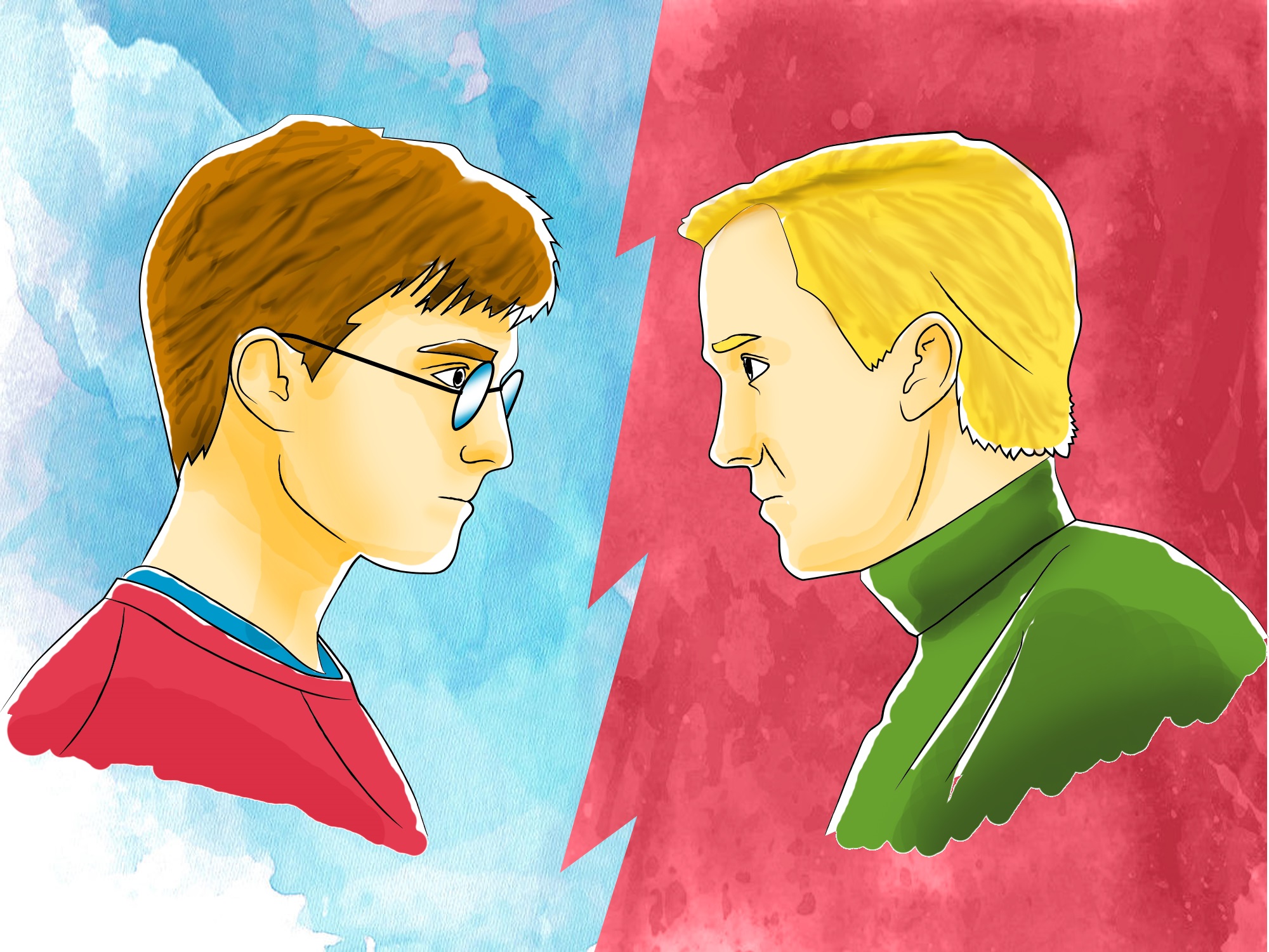 The clash of Harry Potter and Draco Malfoy as an example of foil characters.