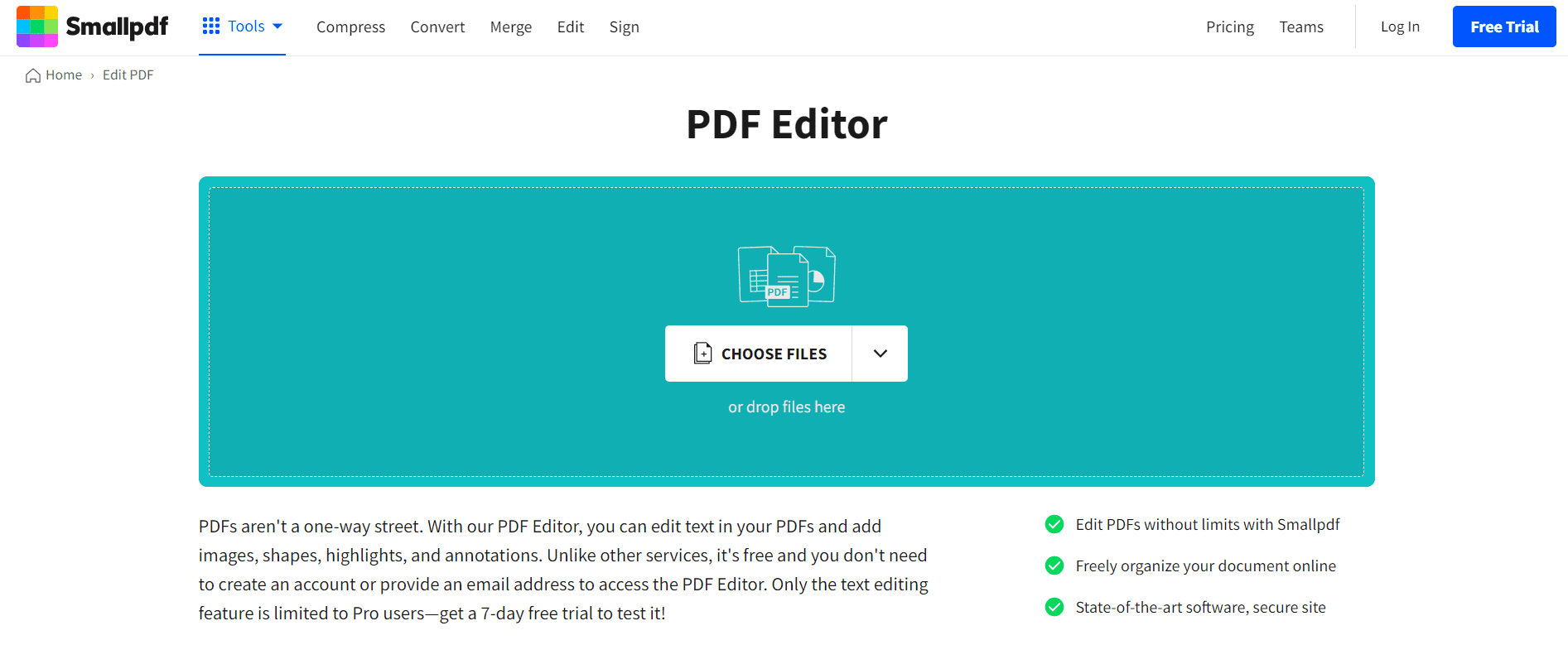 Smallpdf PDF editor.