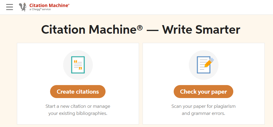 An image of Citation Machine, an online essay writing tool that generates citations for your academic essay.
