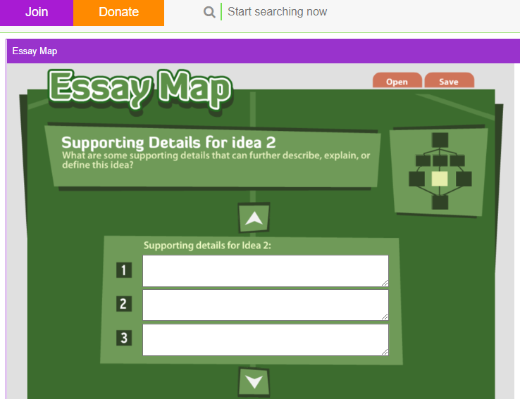 A screenshot of Essay Map, an essay writing tool that helps you plan your essay.