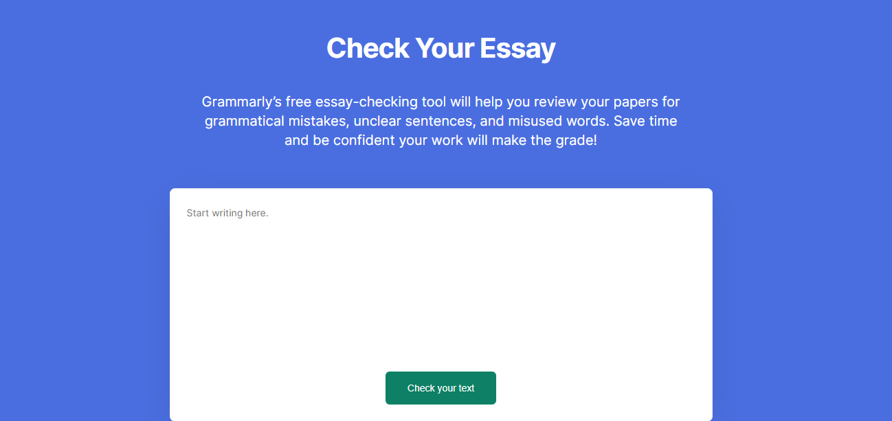 An image of the Grammarly essay editing tool that helps improve your essay.