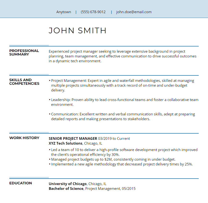 Combination resume example.