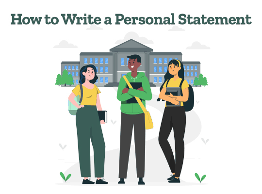 Students stand in front of a university, wondering how to write a personal statement.