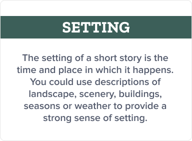 This infographic explains one of the key elements of a short story, the setting.
