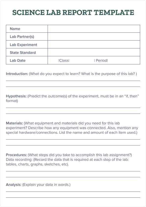 Science lab report template