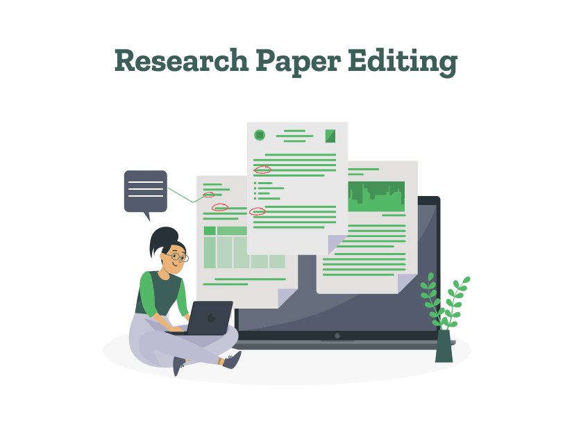 A woman understands the meaning and importance of research paper editing while editing her paper.