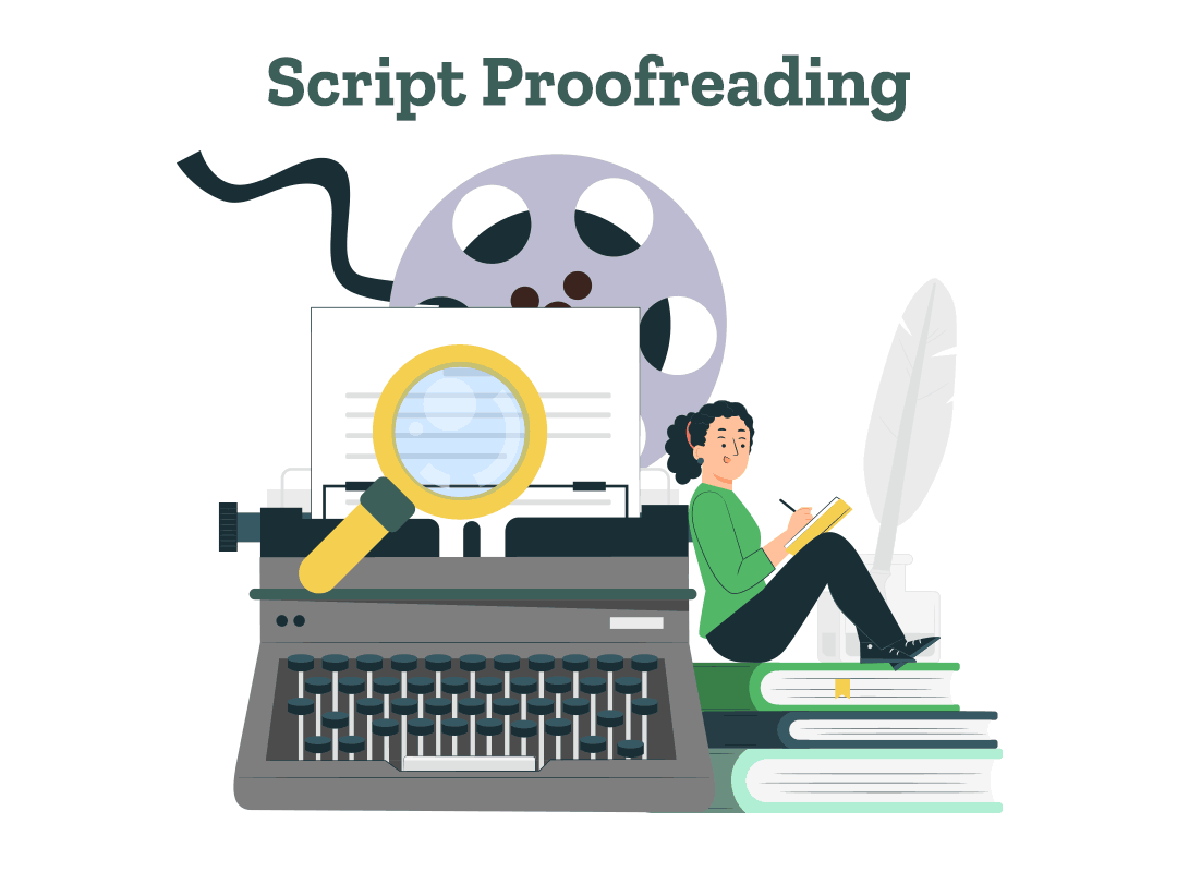A woman conducts script proofreading for the script of a movie, TV series, or play.