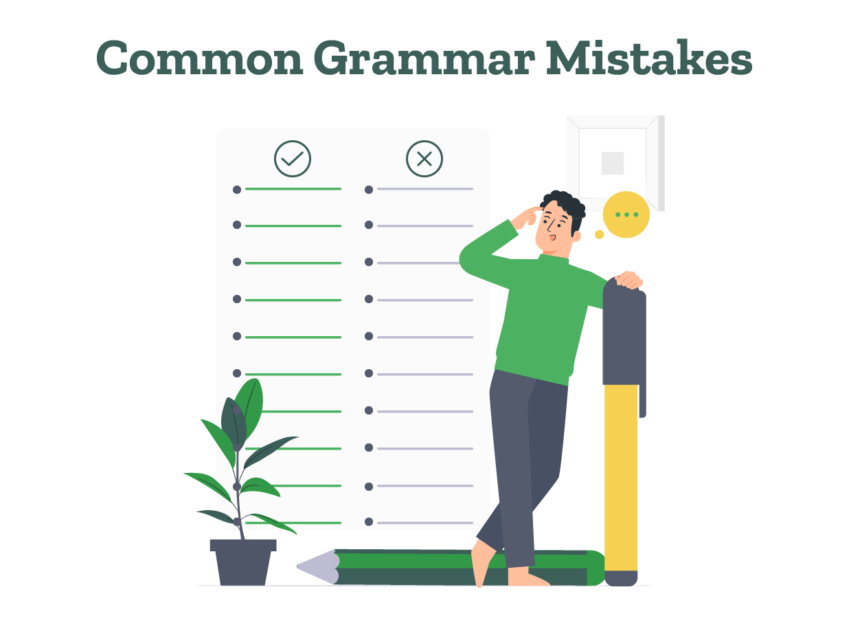 A student learns about the common grammar mistakes people make while writing in English so he can avoid them.