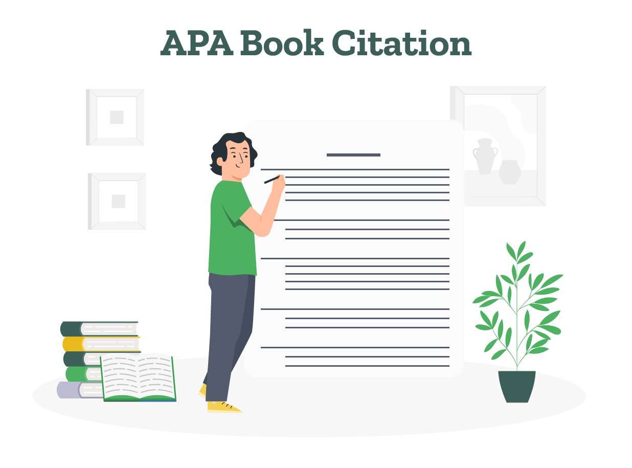 A student is checking the APA book citations written on an APA reference page.