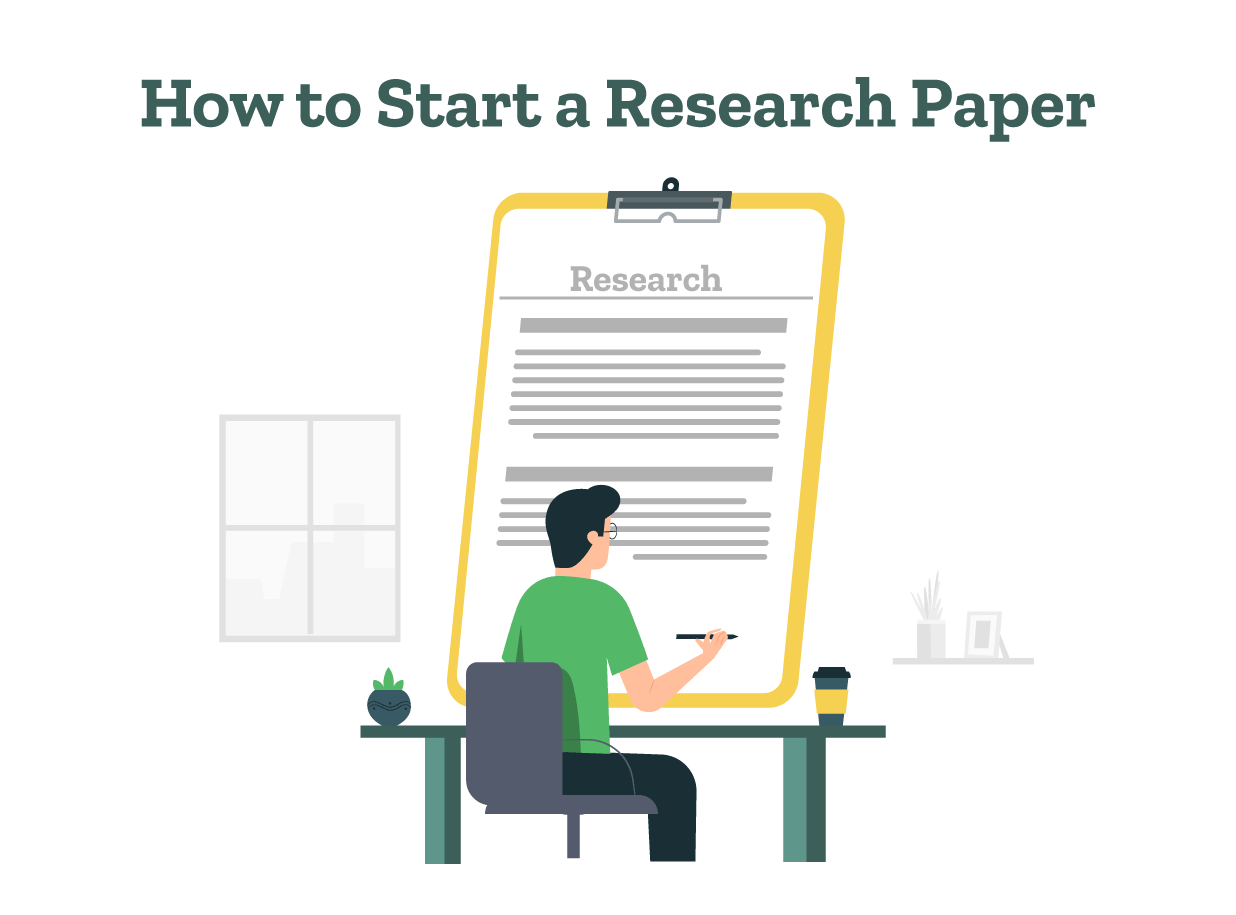 A student is making notes on how to start a research paper.