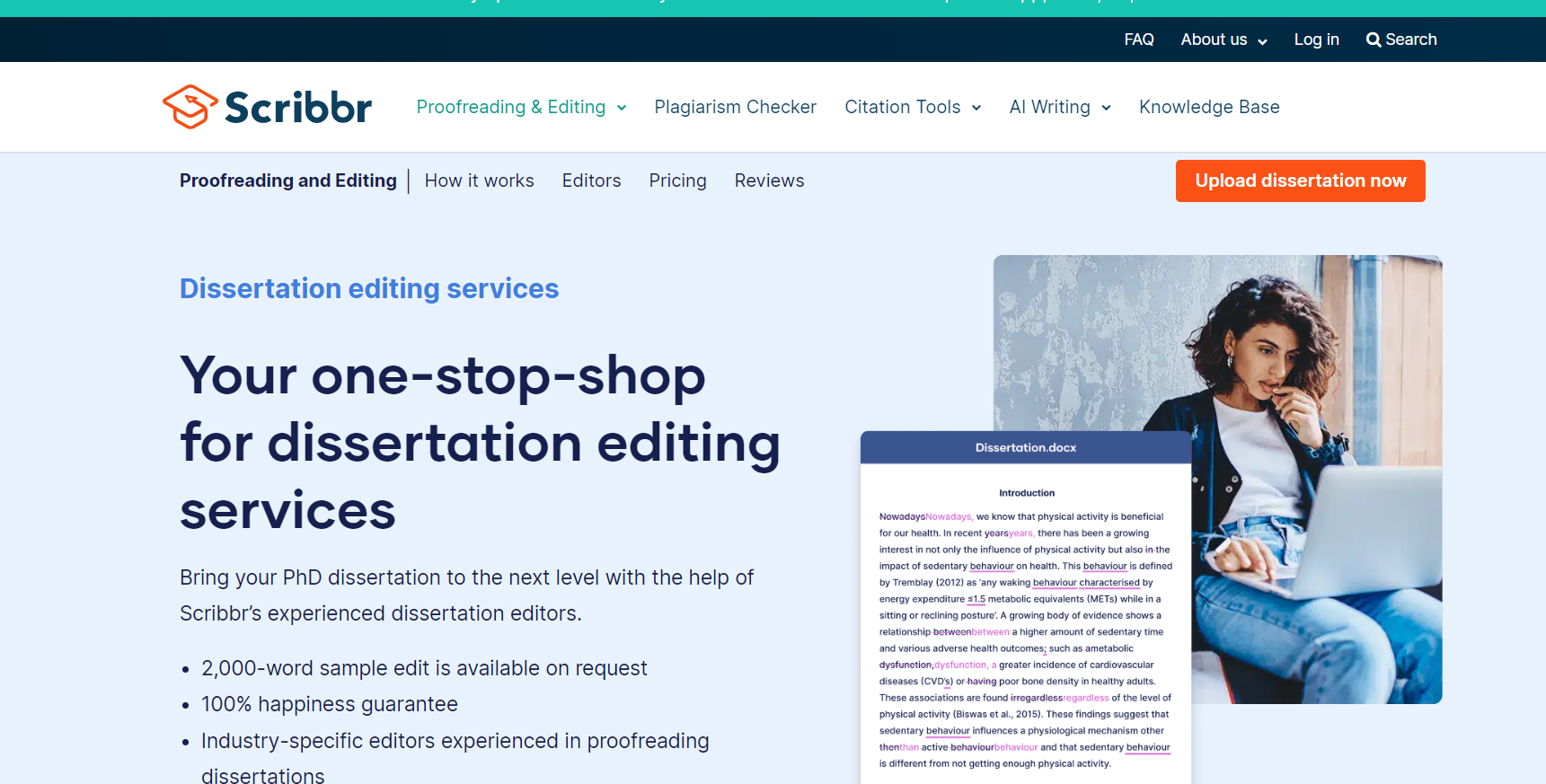 Scribbr home service page.