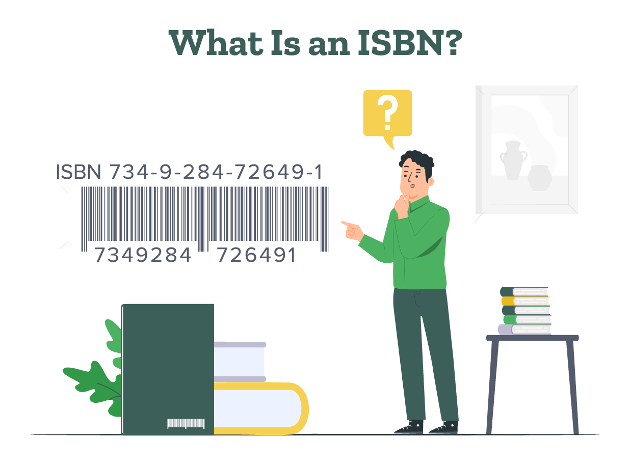 A man holding ISBN number in hand and thinking what is an ISBN?