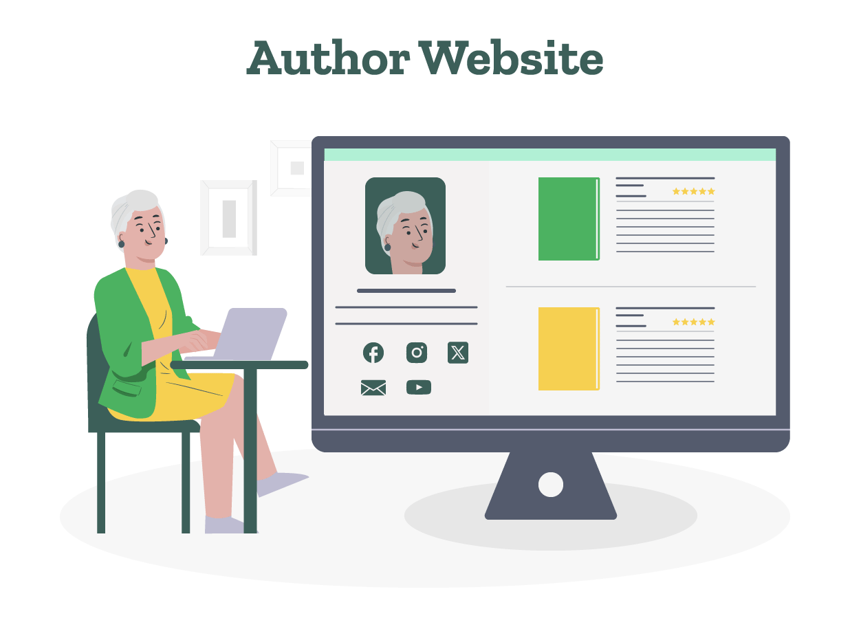 An author is building her author website.