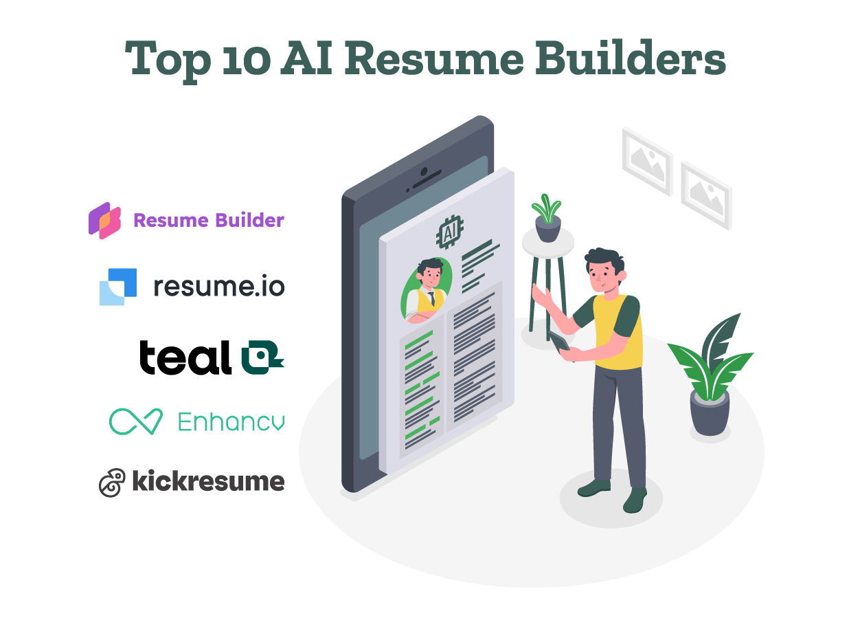A job seeker is creating his resume by using the best AI resume builders.