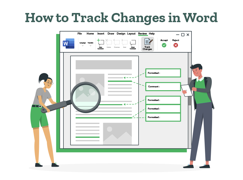 An editor is showing how to turn on track changes in MS Word to a writer.