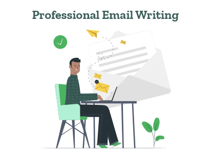 An employee is learning how to write a professional email.