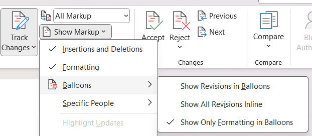 Step 7: Balloons in MS Word.
