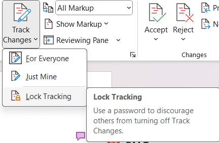 How to disable Track Changes in Word.
