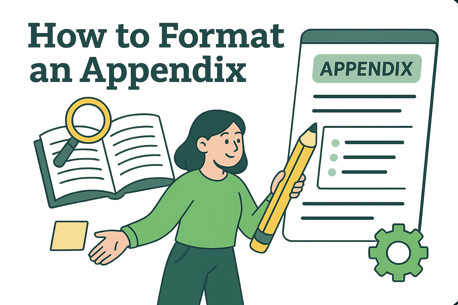 A researcher is showing How to format an appendix