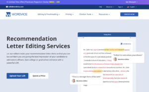 Wordvice recommendation letter editing services