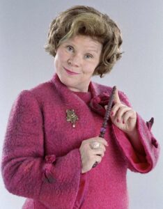 Dolores Umbridge from Harry Potter. An example of introducing a character through their physical appearance.