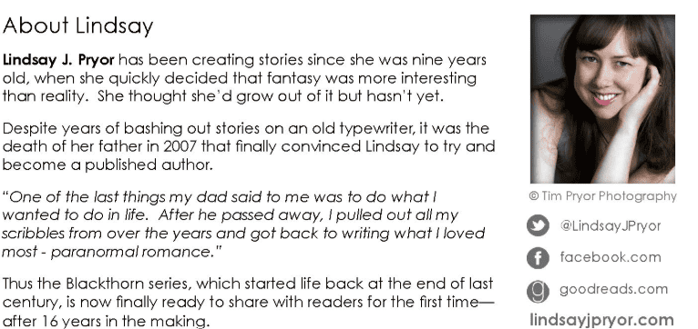 Author bio book press release