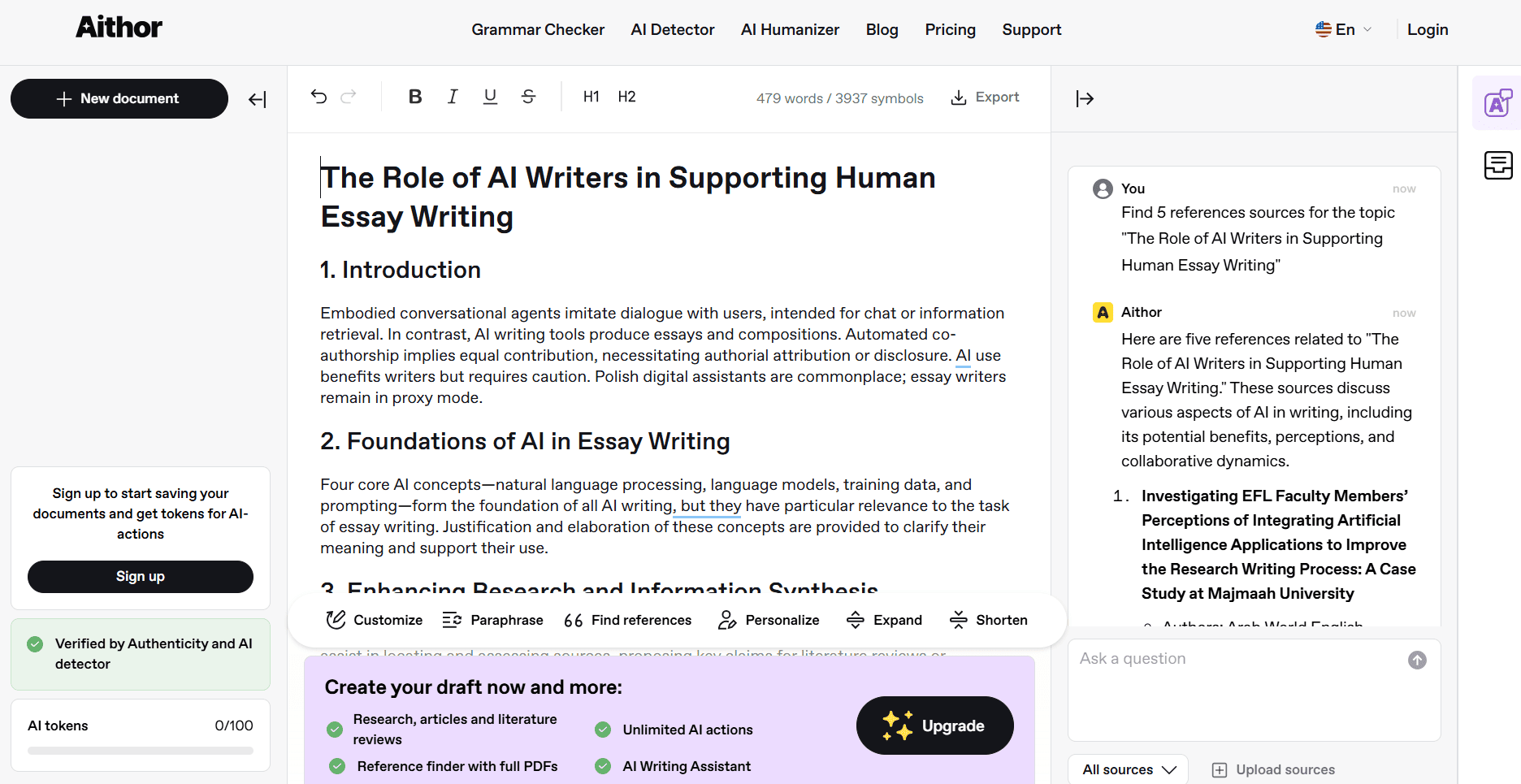 Aithor AI essay writer