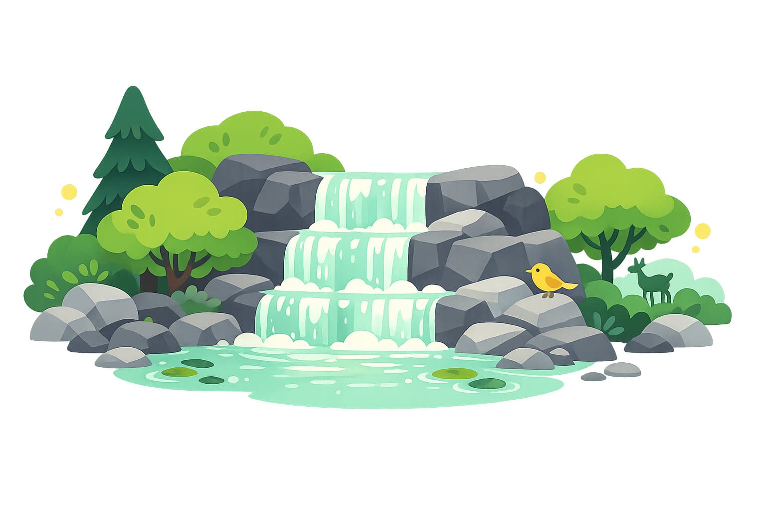 A calming waterfall writing prompt