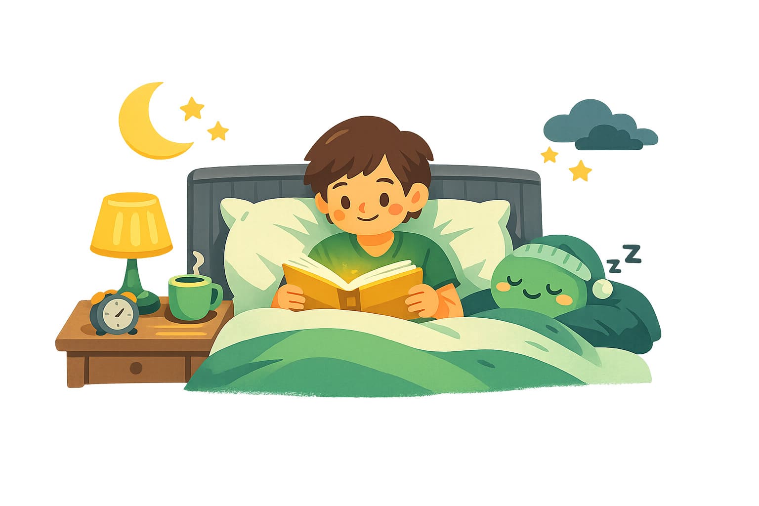 Reading in bed at night writing prompt